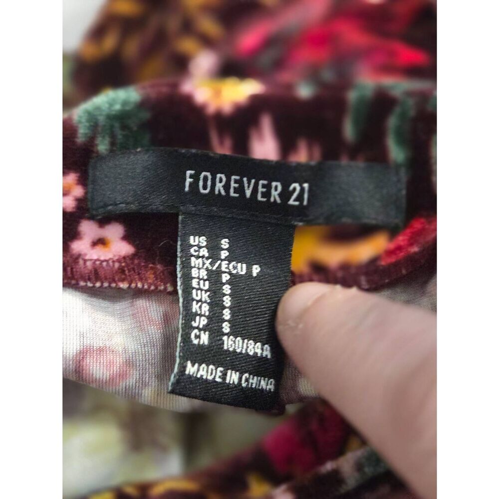 Forever 21 Floral Velvet Spaghetti Strap Bodycon Mini Dress Sz. S Jr. - Picture 5 of 7
